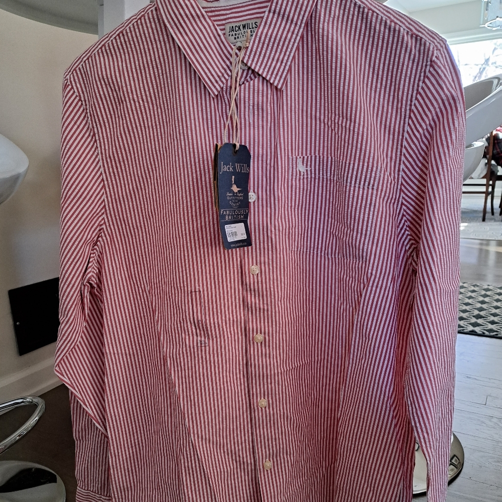 Men's Jack Wills seersucker dress shirt L. Never worn with tags